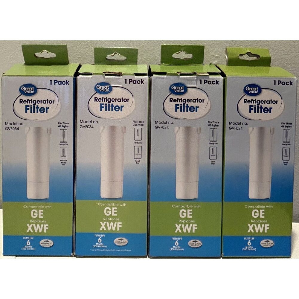 Great Value Refrigerator Water Filter for GVF034 GE XWF Not XWFE 1Pack Lot of 4